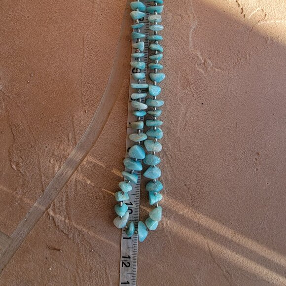 Gorgeous ocean blue amazonite 925 sterling silver handmade chunky graduating nec - Picture 11 of 16